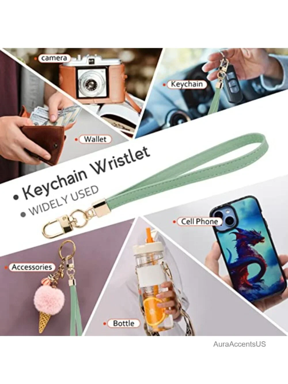 RFID Blocking Vegan Leather Wristlet Wallet with 8 Card Slots & Detachable Strap